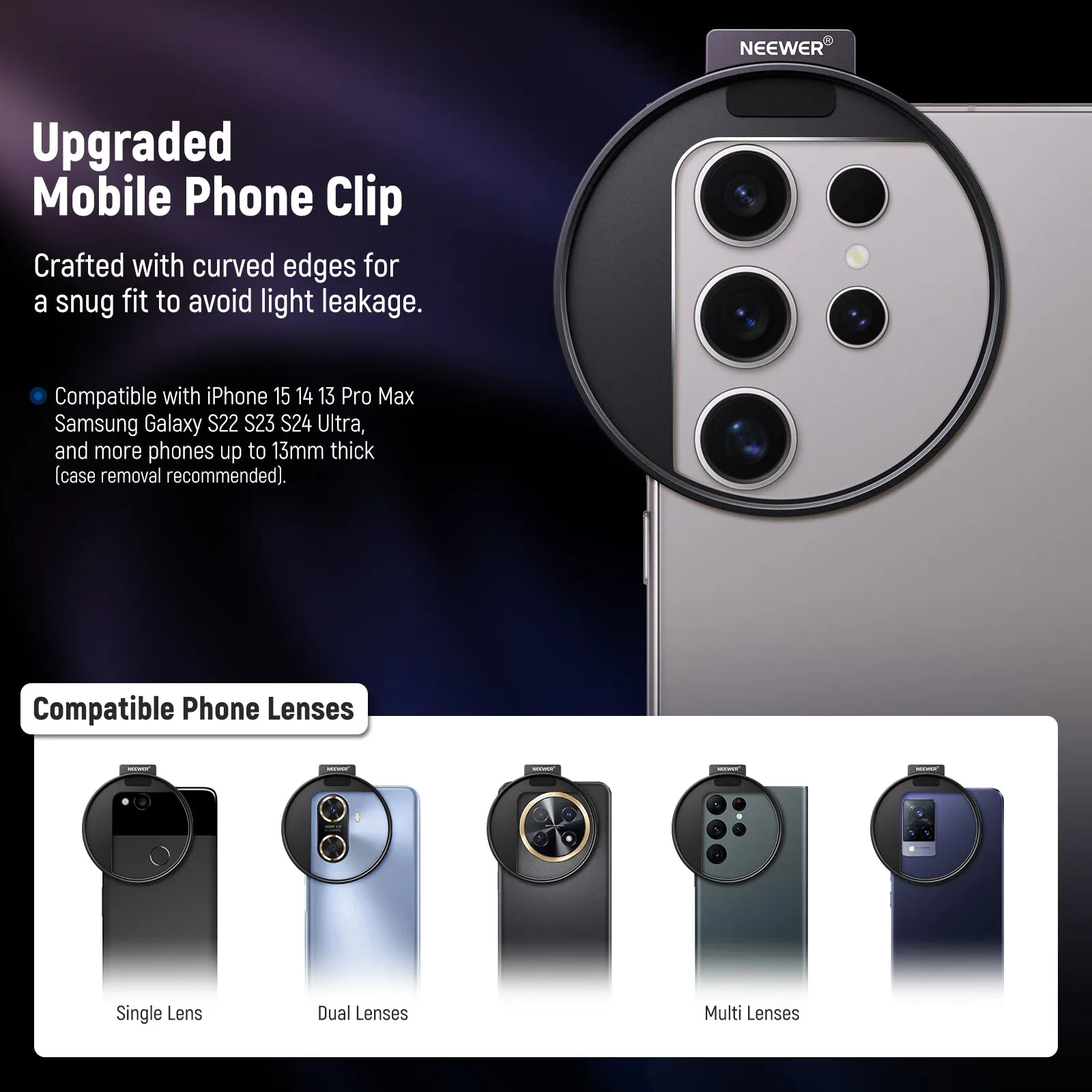 NEEWER FL-45 67mm 15.6 Stops ND Phone Filter Kit With Clip & Case