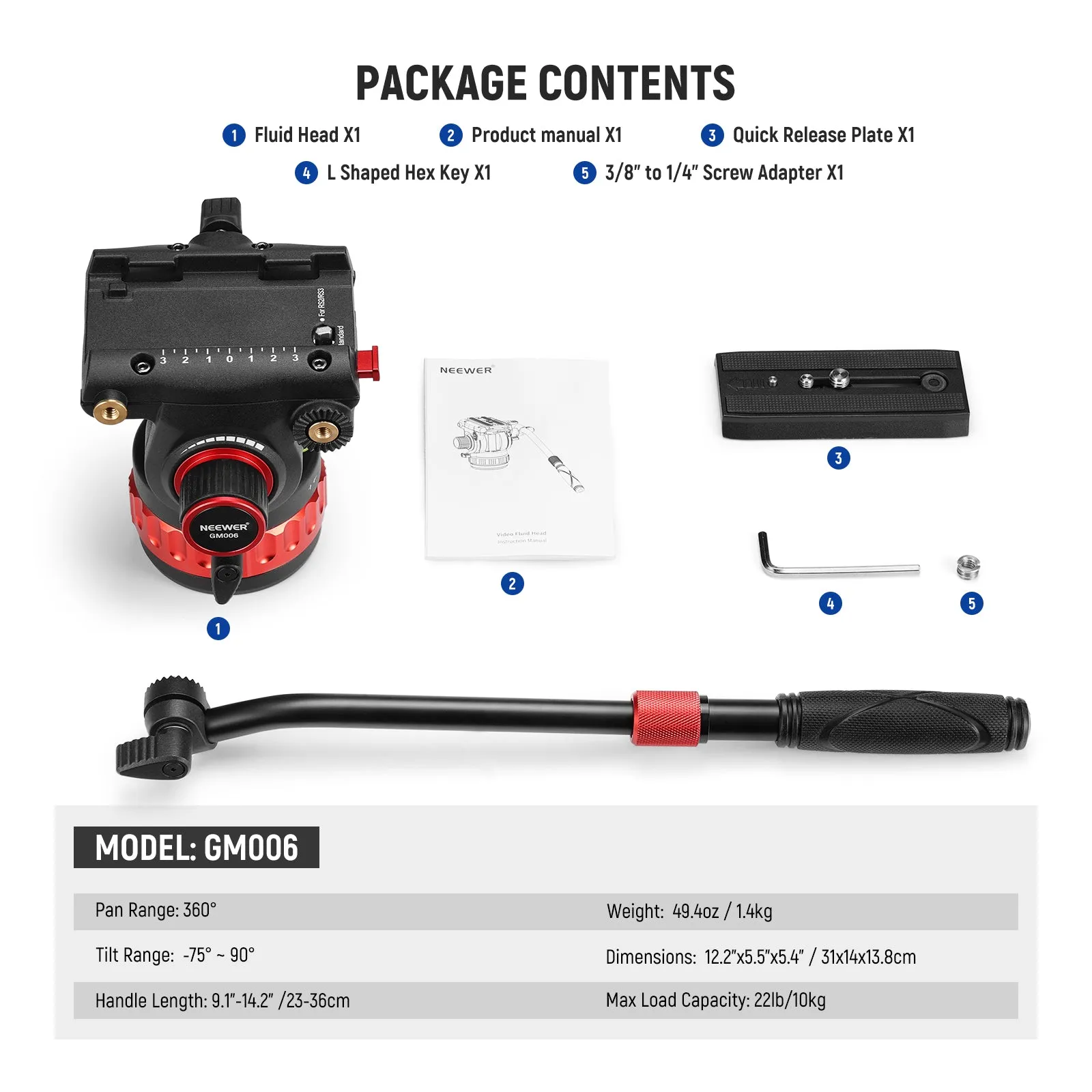 NEEWER GM006 Pro Video Tripod Fluid Head