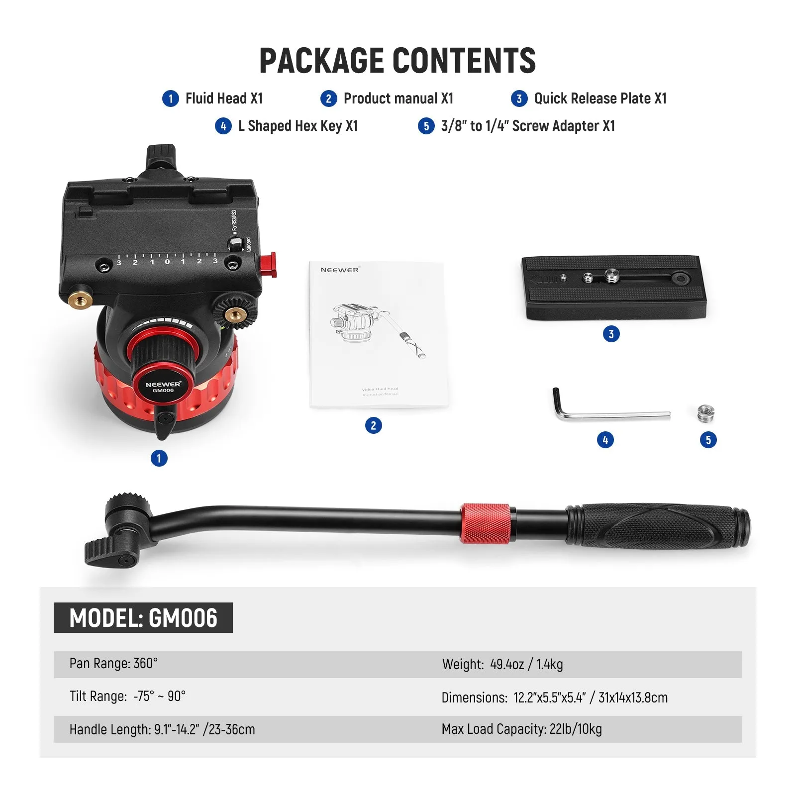 NEEWER GM006 Pro Video Tripod Fluid Head