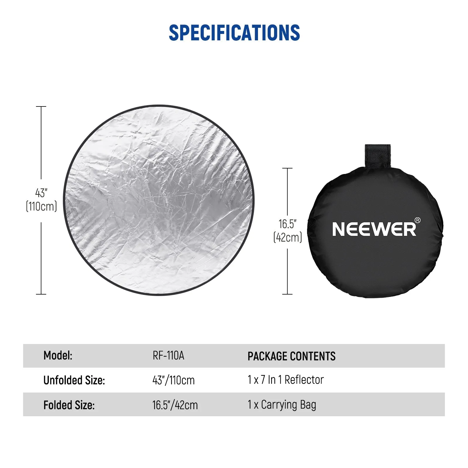 NEEWER RF-110A 7 in 1 Photography Reflector