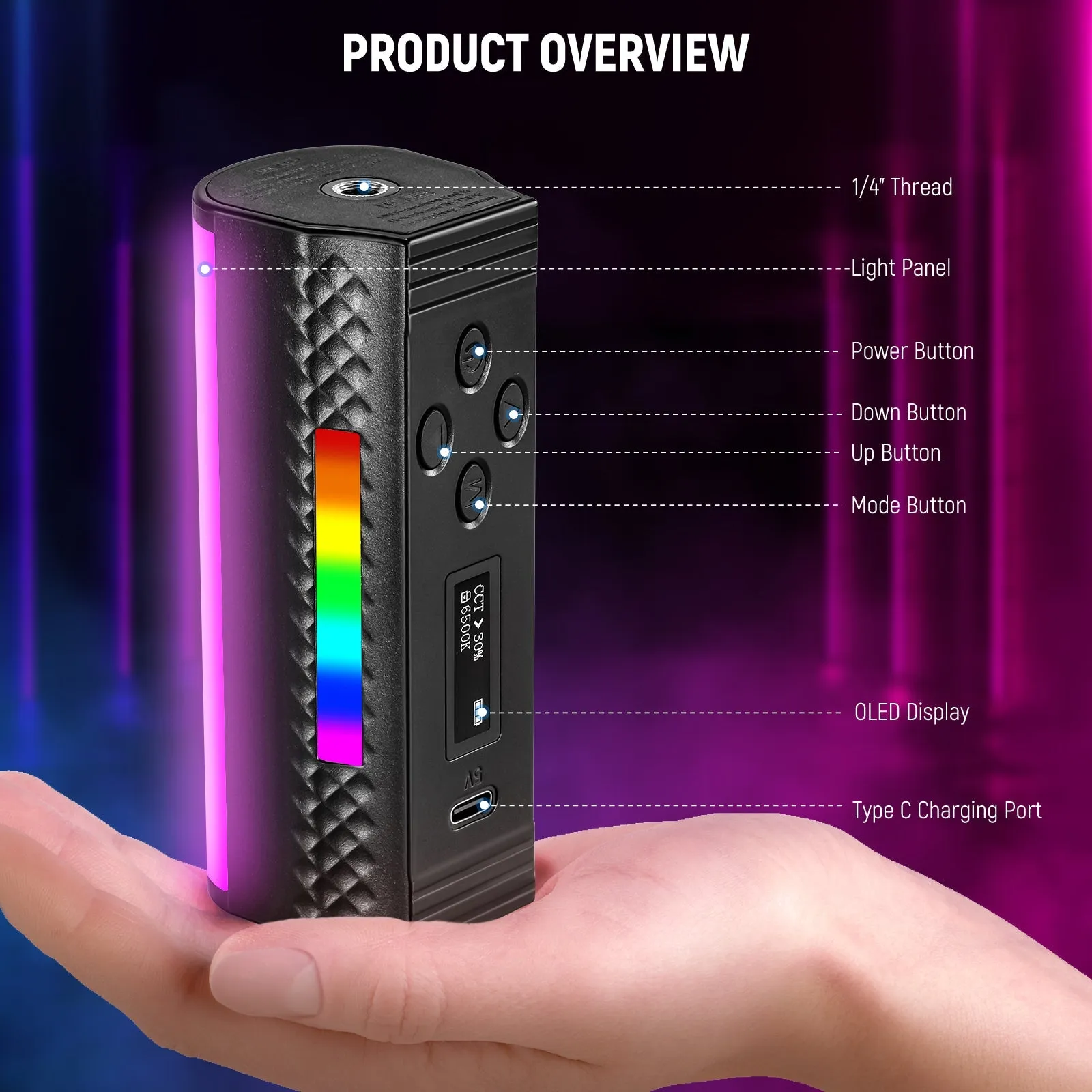 NEEWER TL97C RGB Magnetic Handheld Light Stick