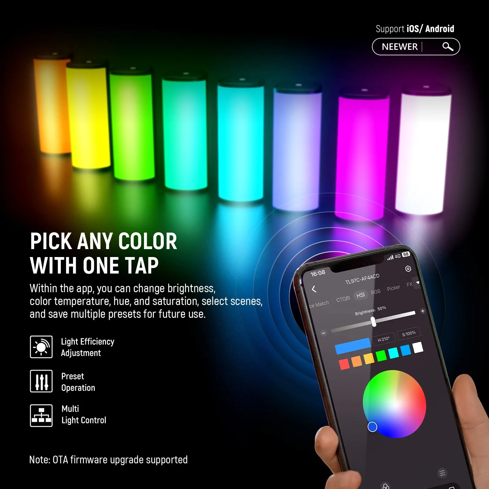 NEEWER TL97C RGB Magnetic Handheld Light Stick