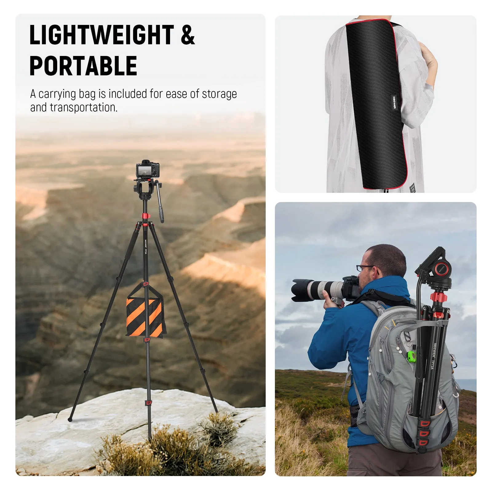 NEEWER TP72A Fluid Head Video Tripod Monopod