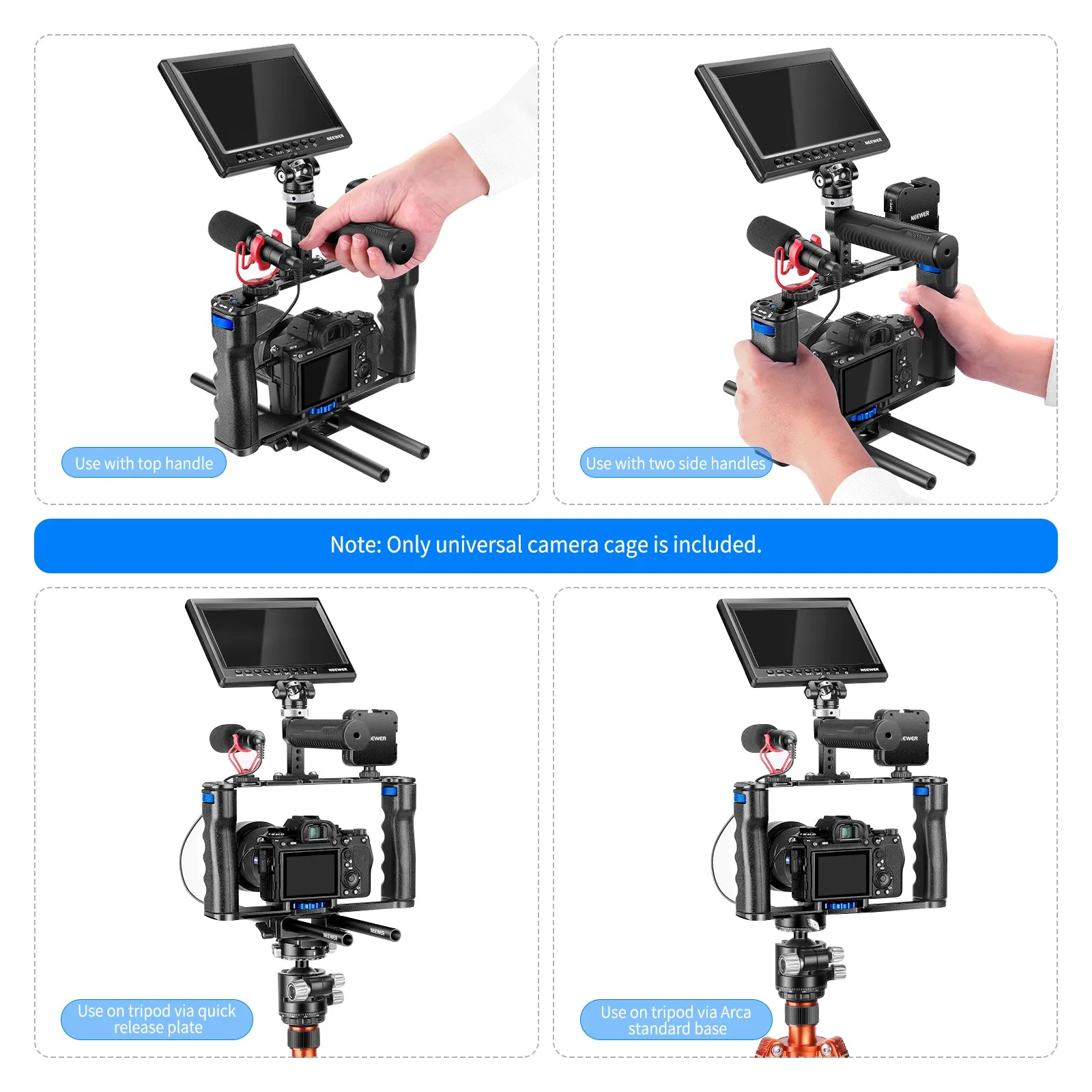 NEEWER VS107 Enhanced Aluminum Alloy Camera Cage - Sturdy and Durable for Professional Photography