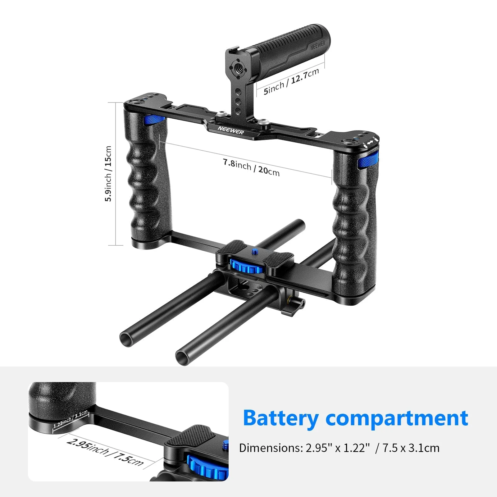 NEEWER VS107 Enhanced Aluminum Alloy Camera Cage - Sturdy and Durable for Professional Photography