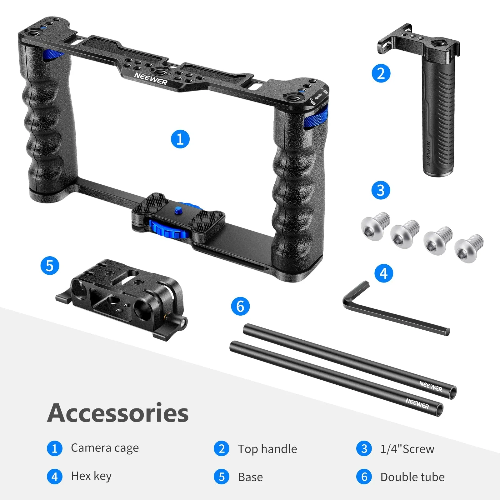 NEEWER VS107 Enhanced Aluminum Alloy Camera Cage - Sturdy and Durable for Professional Photography