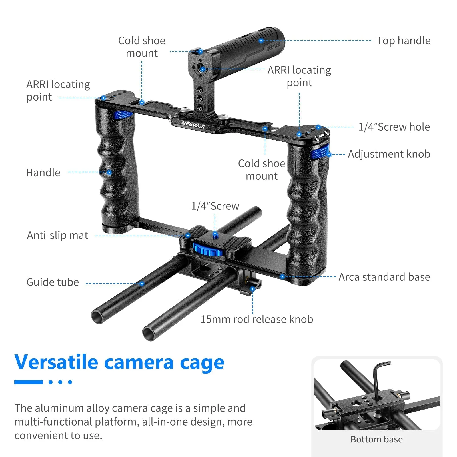 NEEWER VS107 Enhanced Aluminum Alloy Camera Cage - Sturdy and Durable for Professional Photography