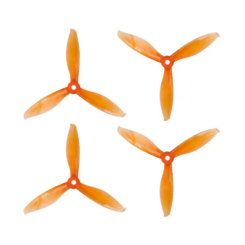 Orange HD Propellers 5149(5.1X4.9) Tri Blade Flash Propellers 2CW 2CCW 2 Pair-Tranparent Orange