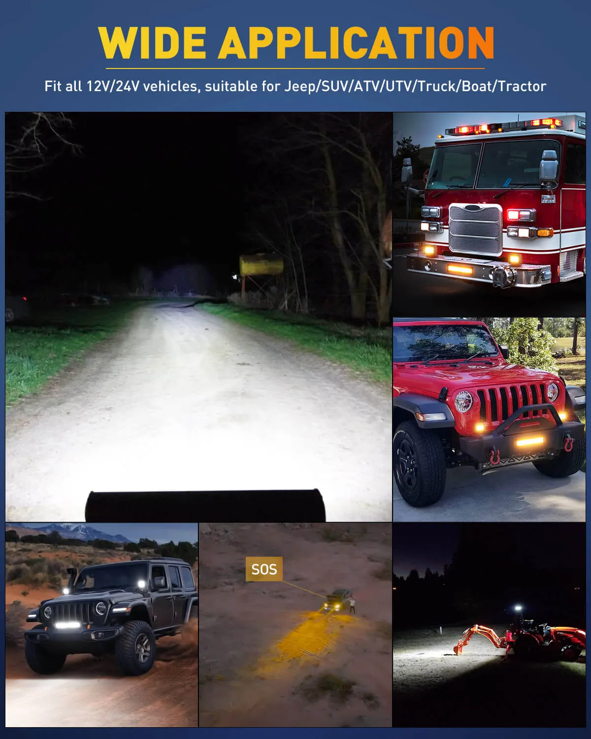 Package of 12 Inch and 2 packs 4 Inch Amber White LED Light Bars