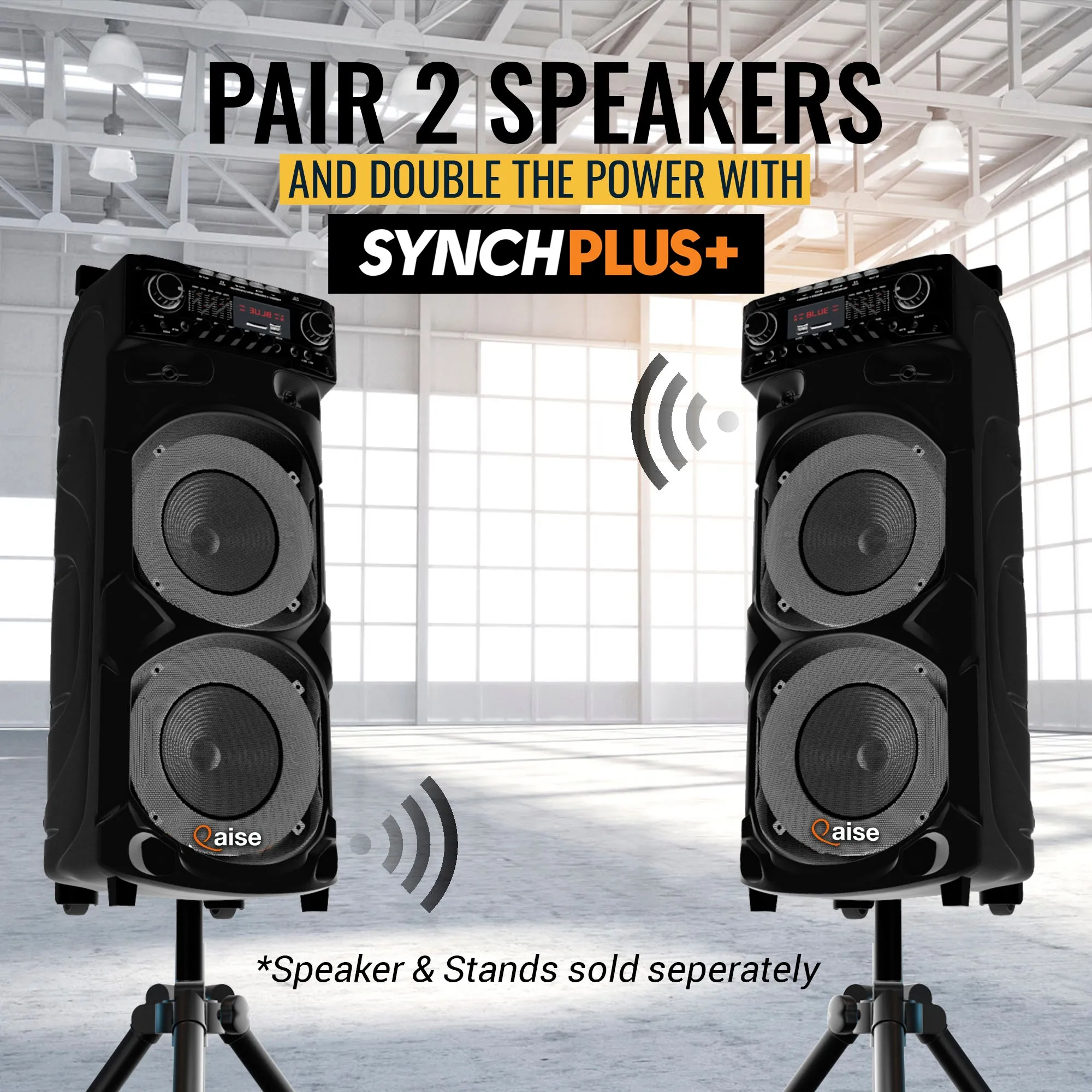 Qaise SB-2101 Portable Bluetooth Party Speaker, Dual 10” woofers with Lights, Wireless microphone and 7  hrs play time.