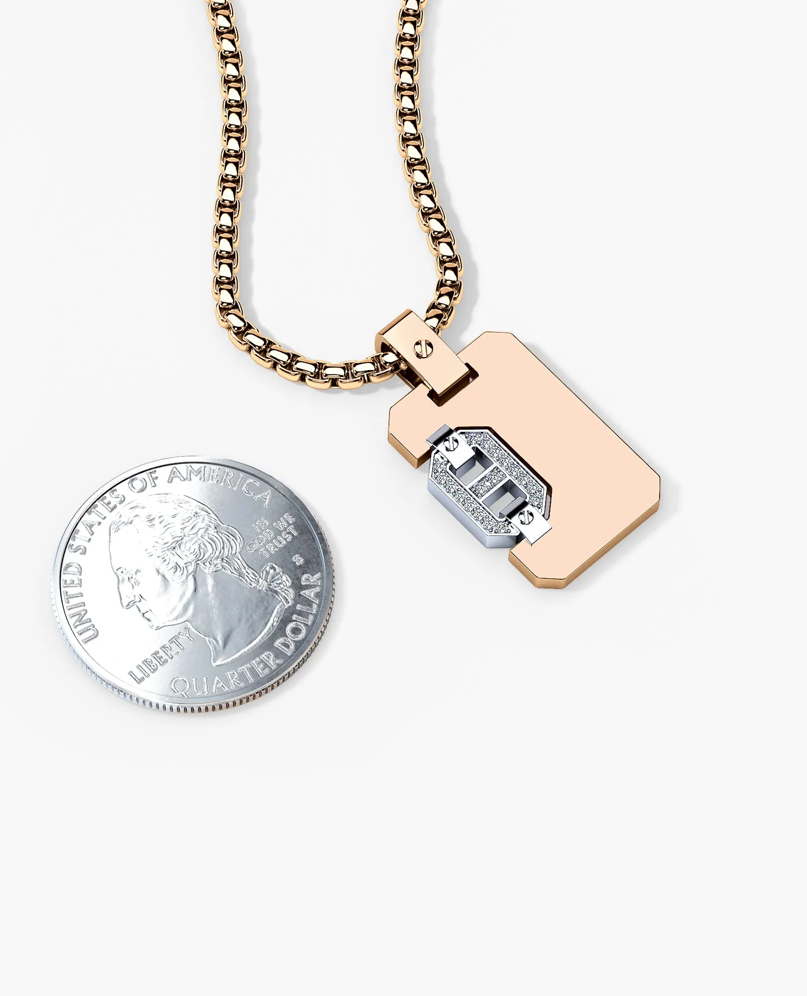 Ready to Ship - BRIGGS Dog Tag Pendant in Gold with 0.10ct Diamonds