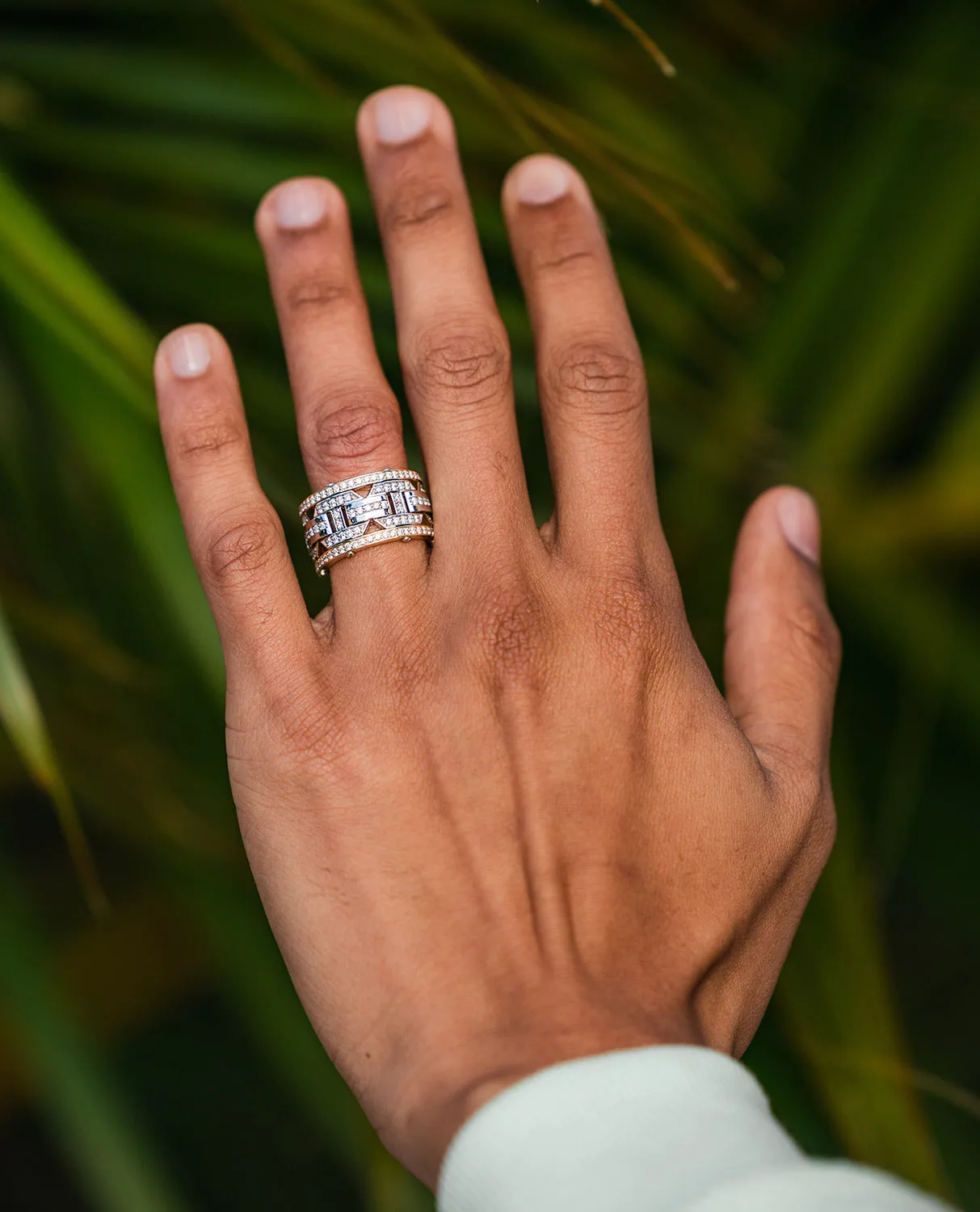 Ready to Ship - BRIGGS Two-Tone Platinum & 18k Yellow Gold Ring with 2.10ct Diamonds with Initials