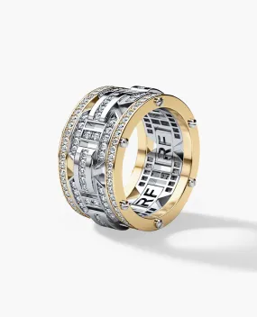 Ready to Ship - BRIGGS Two-Tone Platinum & 18k Yellow Gold Ring with 2.10ct Diamonds with Initials