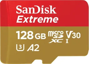 SanDisk 128GB Extreme microSDXC card for Action Cams and Drones   SD adapter   RescuePRO Deluxe, up to 190 MB/s, with A2 App Performance, UHS-I, Class 10, U3, V30