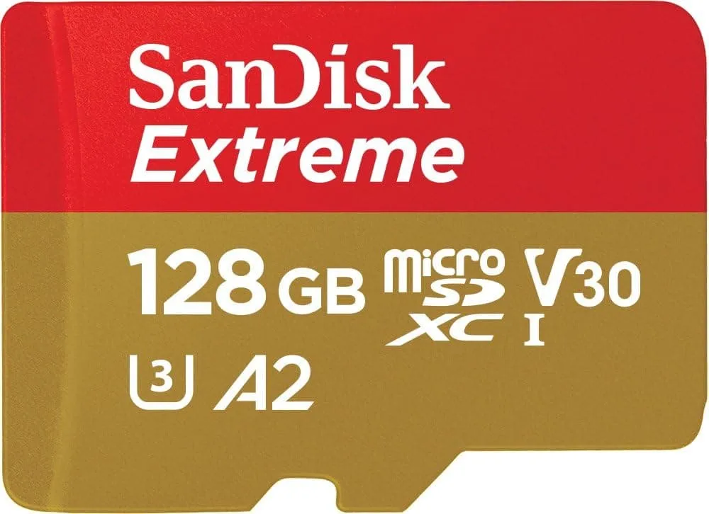 SanDisk 128GB Extreme microSDXC card for Action Cams and Drones   SD adapter   RescuePRO Deluxe, up to 190 MB/s, with A2 App Performance, UHS-I, Class 10, U3, V30