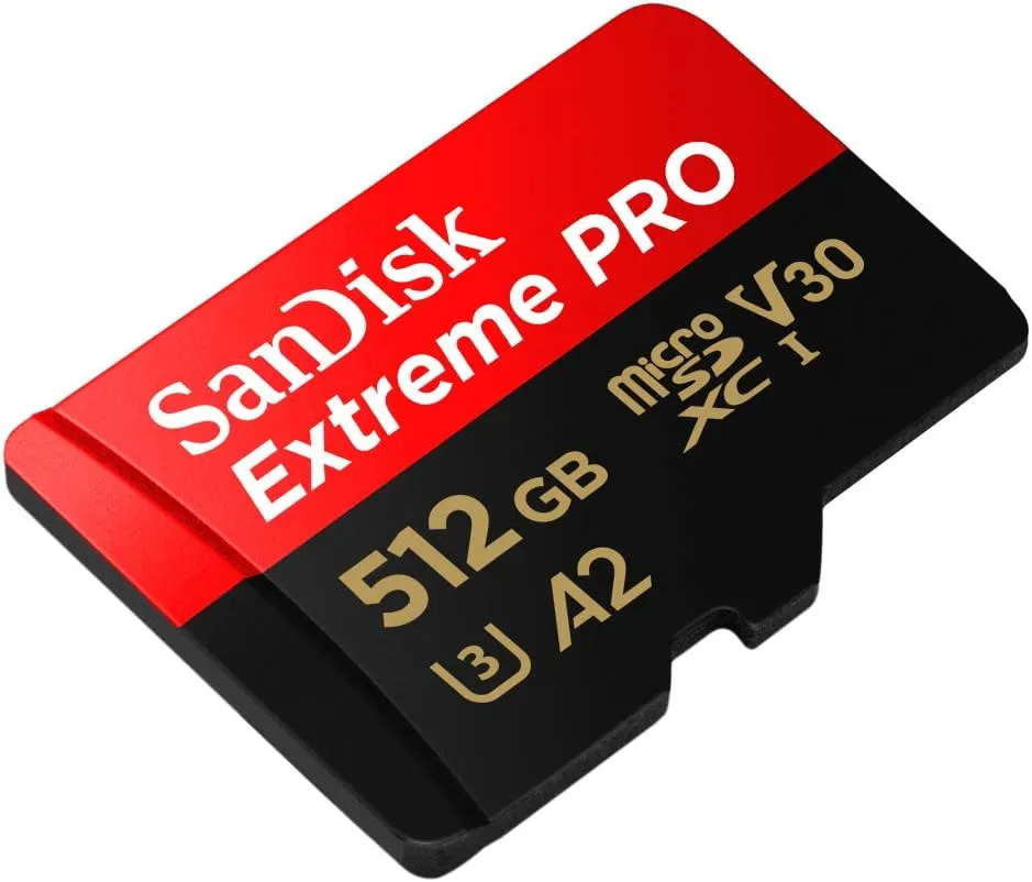 SanDisk 512GB Extreme PRO microSDXC UHS-I Card - 200MB/s, A2, U3, V30, with RescuePro Deluxe, for Smartphones, Action Cameras & Drones