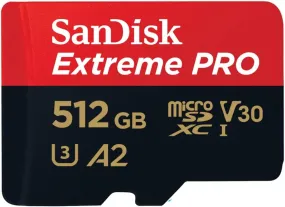 SanDisk 512GB Extreme PRO microSDXC UHS-I Card - 200MB/s, A2, U3, V30, with RescuePro Deluxe, for Smartphones, Action Cameras & Drones
