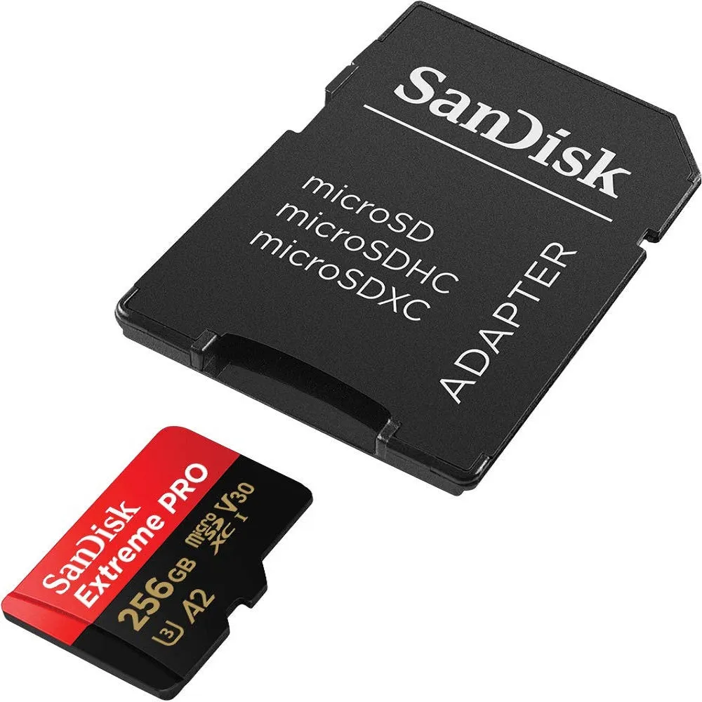 SanDisk Extreme PRO 256GB microSDXC UHS-I Memory Card – 200MB/s Read, 140MB/s Write (V30, U3, A2, C10) for 4K UHD & High-Speed Data Transfer