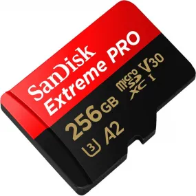 SanDisk Extreme PRO 256GB microSDXC UHS-I Memory Card – 200MB/s Read, 140MB/s Write (V30, U3, A2, C10) for 4K UHD & High-Speed Data Transfer