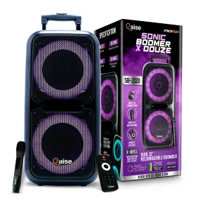 SB-2120 - Portable Bluetooth Party Speaker, Dual 12” woofers with Lights, Wireless microphone, 7  hours play time, 6000 watts peak power