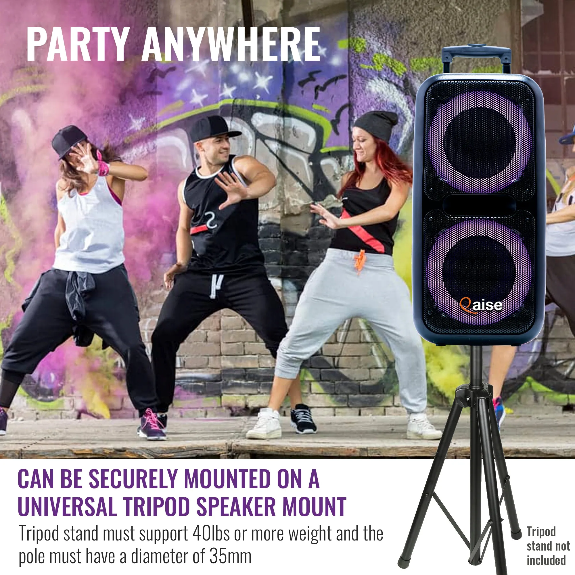 SB-2120 - Portable Bluetooth Party Speaker, Dual 12” woofers with Lights, Wireless microphone, 7  hours play time, 6000 watts peak power