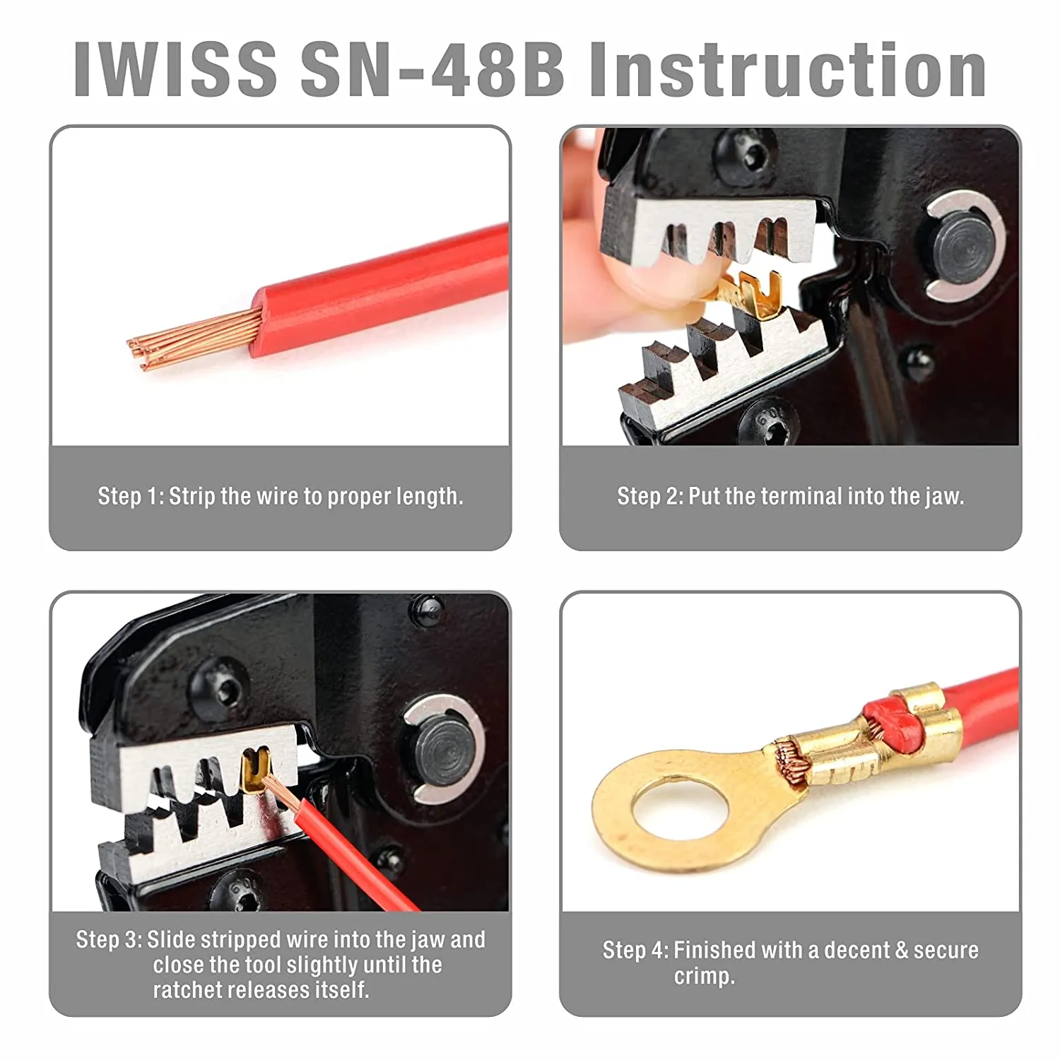 SN-48B Wire Crimping Tool for AWG26-16 Dupont & JST-SM Molex Connectors and Terminals