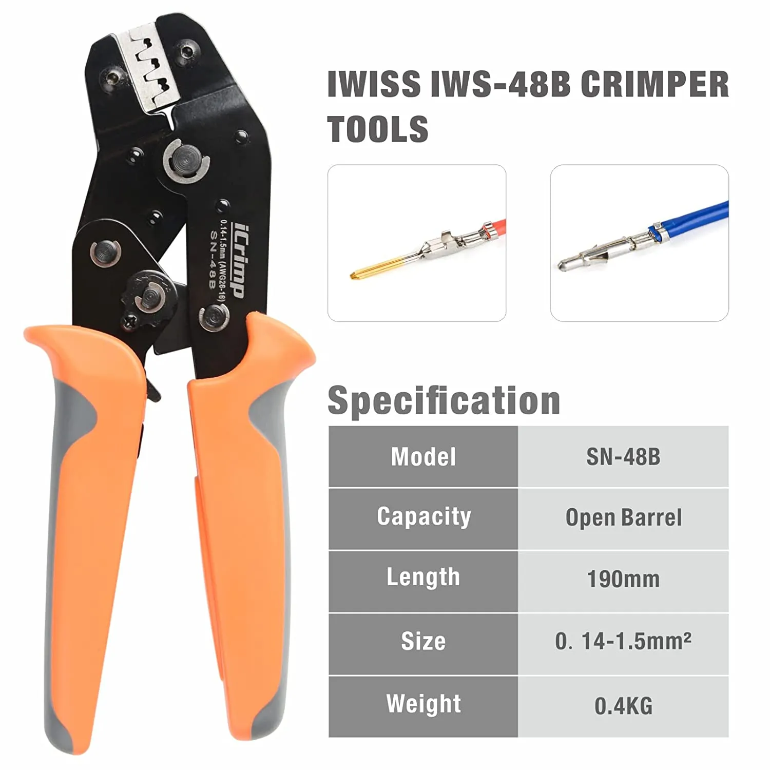 SN-48B Wire Crimping Tool for AWG26-16 Dupont & JST-SM Molex Connectors and Terminals