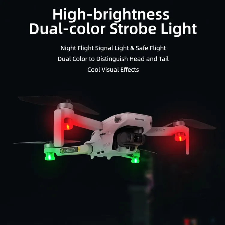 Sunnylife 2-Green   2-Red Night Strobe LED Light Indicator Light for DJI Mavic 2 / Mini / Mavic Air 2 / FPV