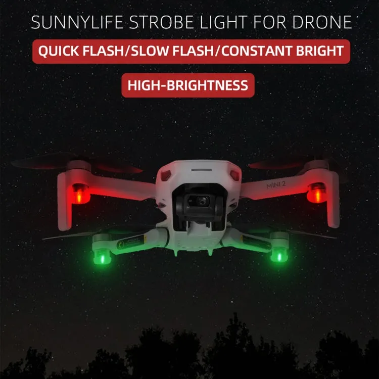 Sunnylife 2-Green   2-Red Night Strobe LED Light Indicator Light for DJI Mavic 2 / Mini / Mavic Air 2 / FPV