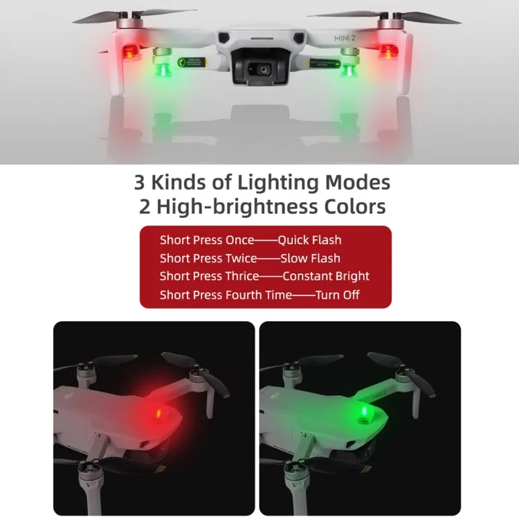 Sunnylife 2-Green   2-Red Night Strobe LED Light Indicator Light for DJI Mavic 2 / Mini / Mavic Air 2 / FPV