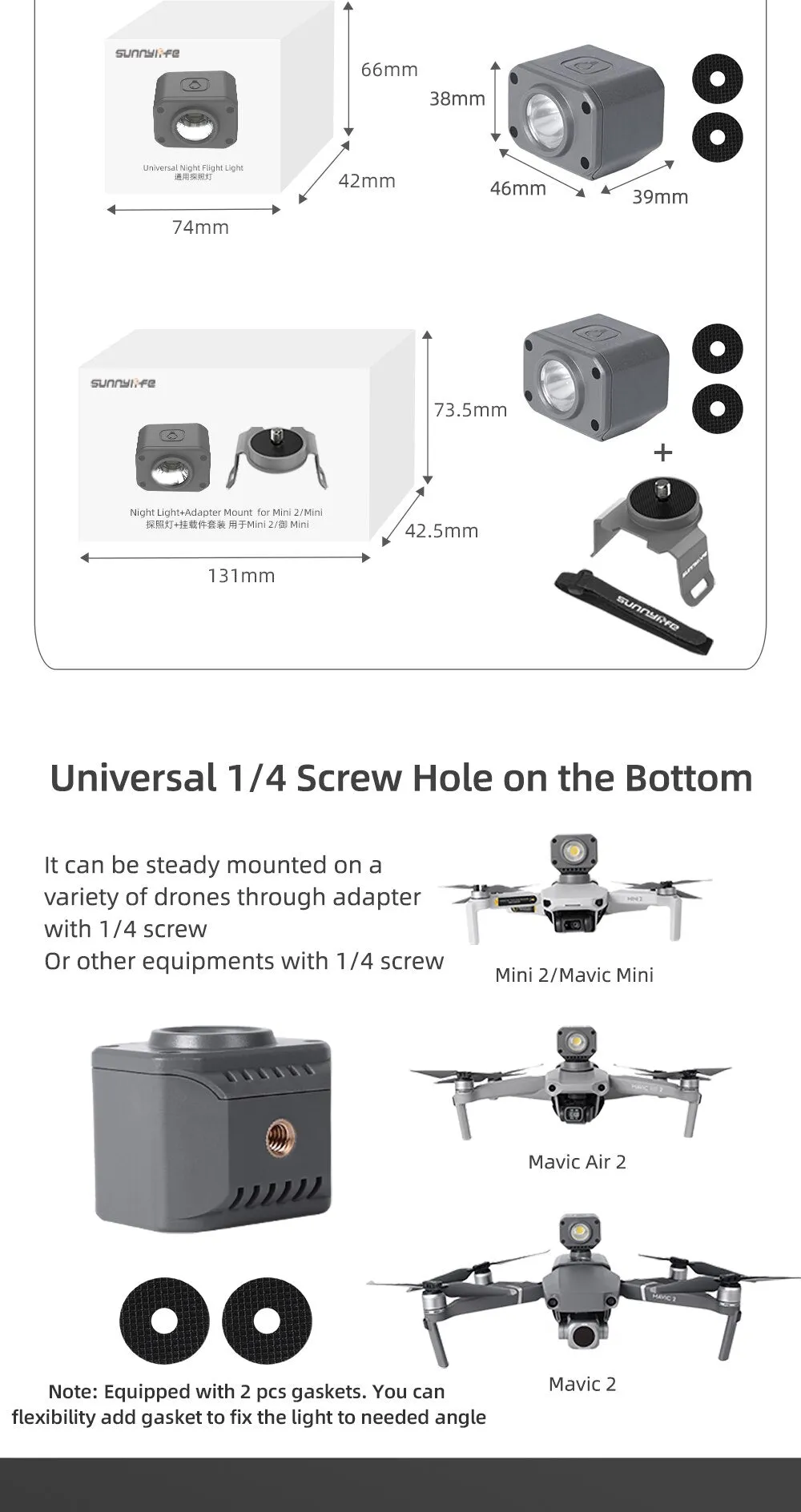 Sunnylife Night Light   Adapter Mount for Mavic 2 Drones