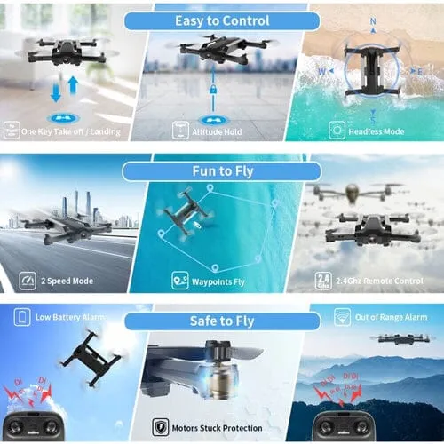 UDIRC Foldable RC Drone FPV WiFi Quadcopter w/ 720P HD Camera & 2 Batteries U73