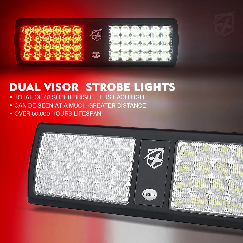 Xprite Agent Series Dual Windshield Sun Visor Strobe Lights